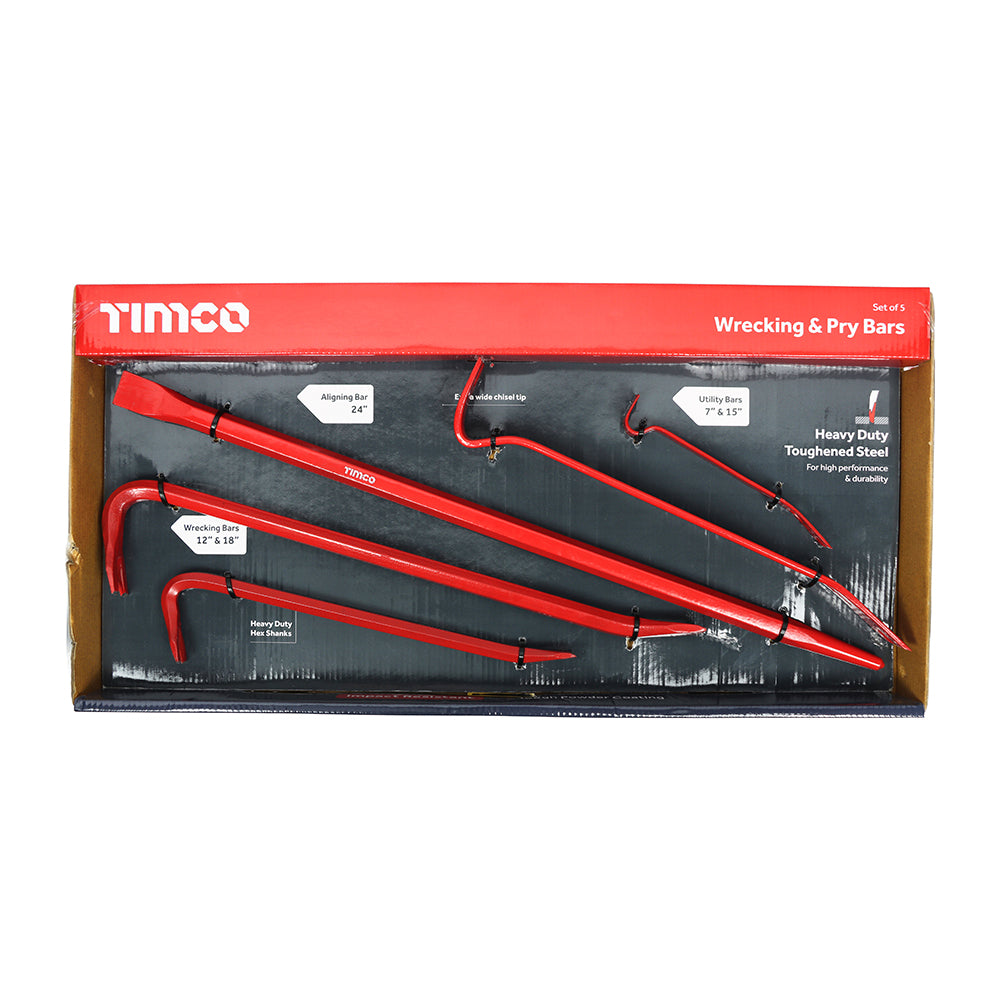 TIMCO Wrecking & Pry Bar Set, 5pcs
