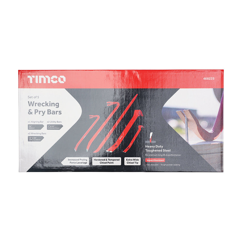 TIMCO Wrecking & Pry Bar Set, 5pcs