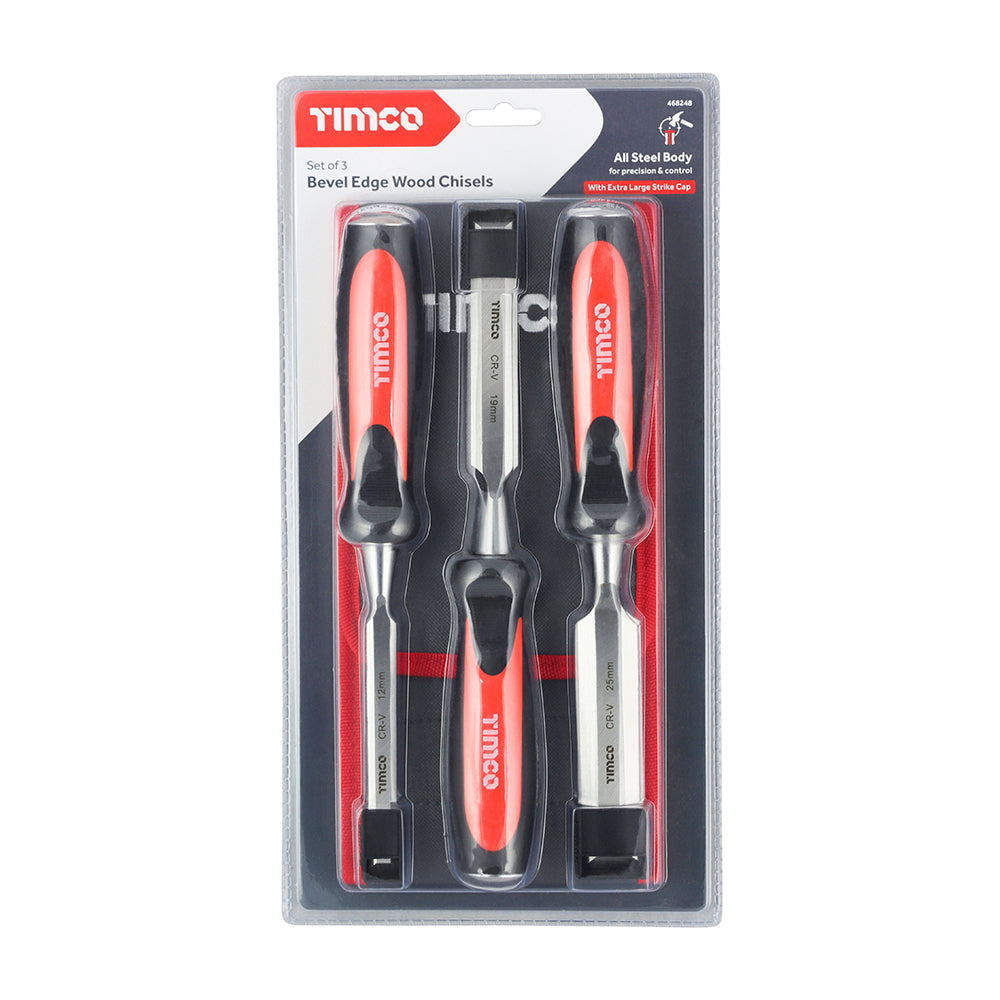 TIMCO Bevel Edge Wood Chisel Set, 3pcs