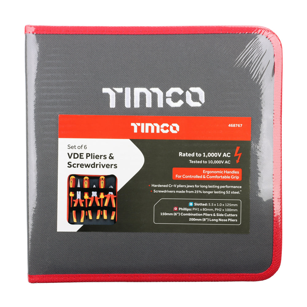 TIMCO VDE Pliers & Screwdriver Set, 6pcs