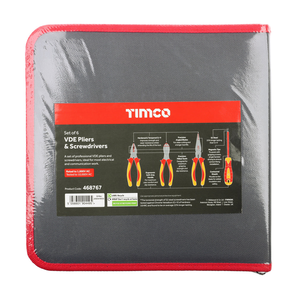 TIMCO VDE Pliers & Screwdriver Set, 6pcs