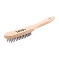 TIMCO Wooden Handle Scratch Brush, Stainless Steel, 4 Rows