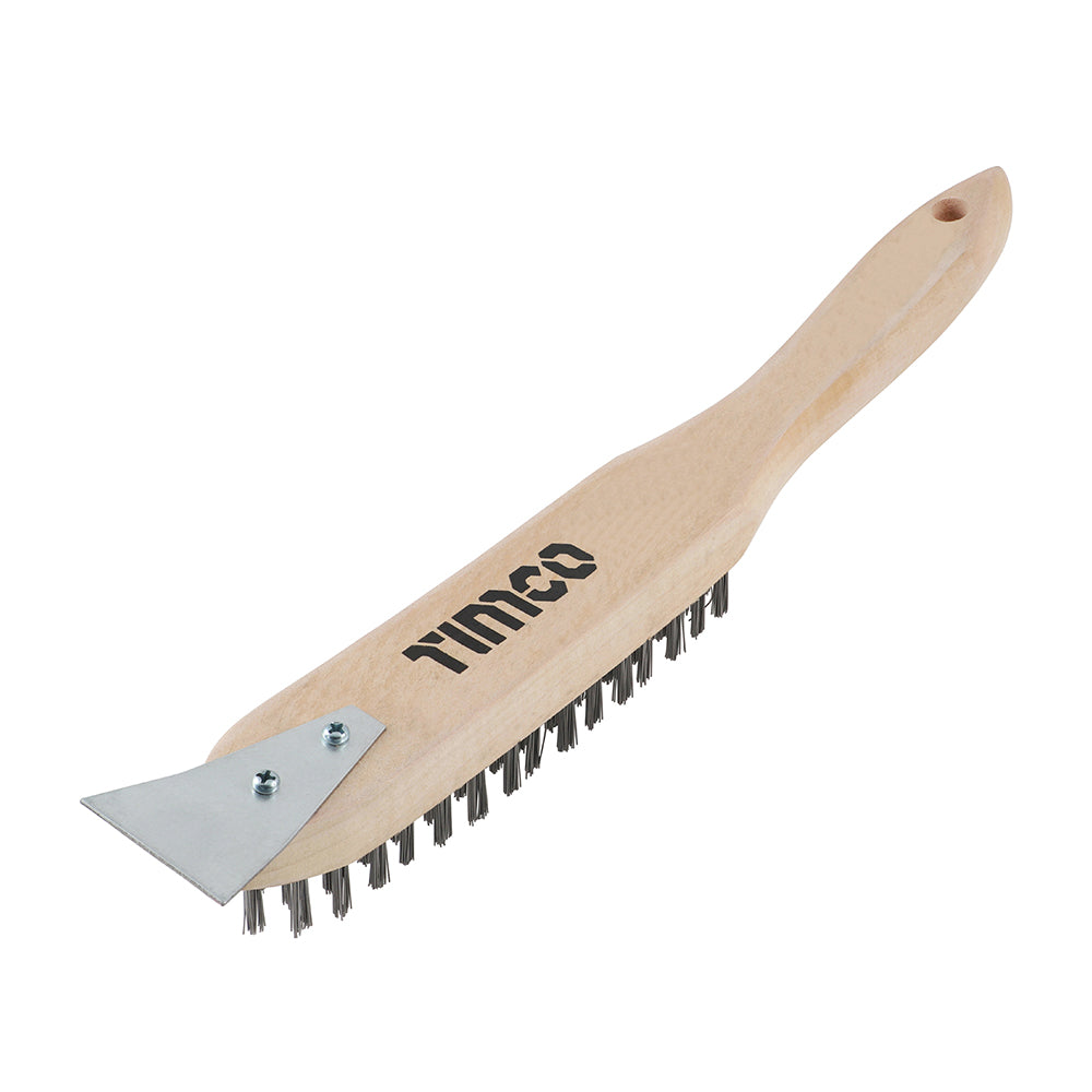 TIMCO Scratch Brush with Scraper, Stainless Steel, 4 Rows