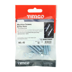 TIMCO Machine Screws, PZ, Countersunk & Hex Nuts, Zinc, M6 x 40, Pack of 10