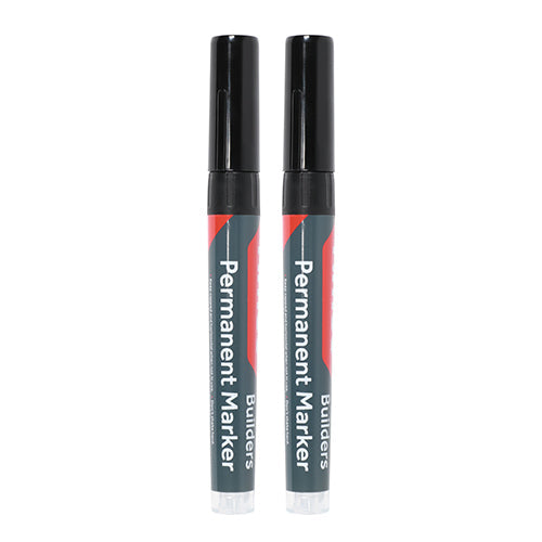 TIMCO Builders Permanent Markers, Chisel Tip, Black, Pack of 2