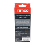 TIMCO Builders Permanent Markers, Fine Tip, Mixed Colours, Box of 4