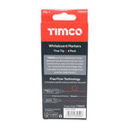 TIMCO Whiteboard Markers, Fine Tip, Mixed Colours, Fine Tip Four Pack, Box of 4