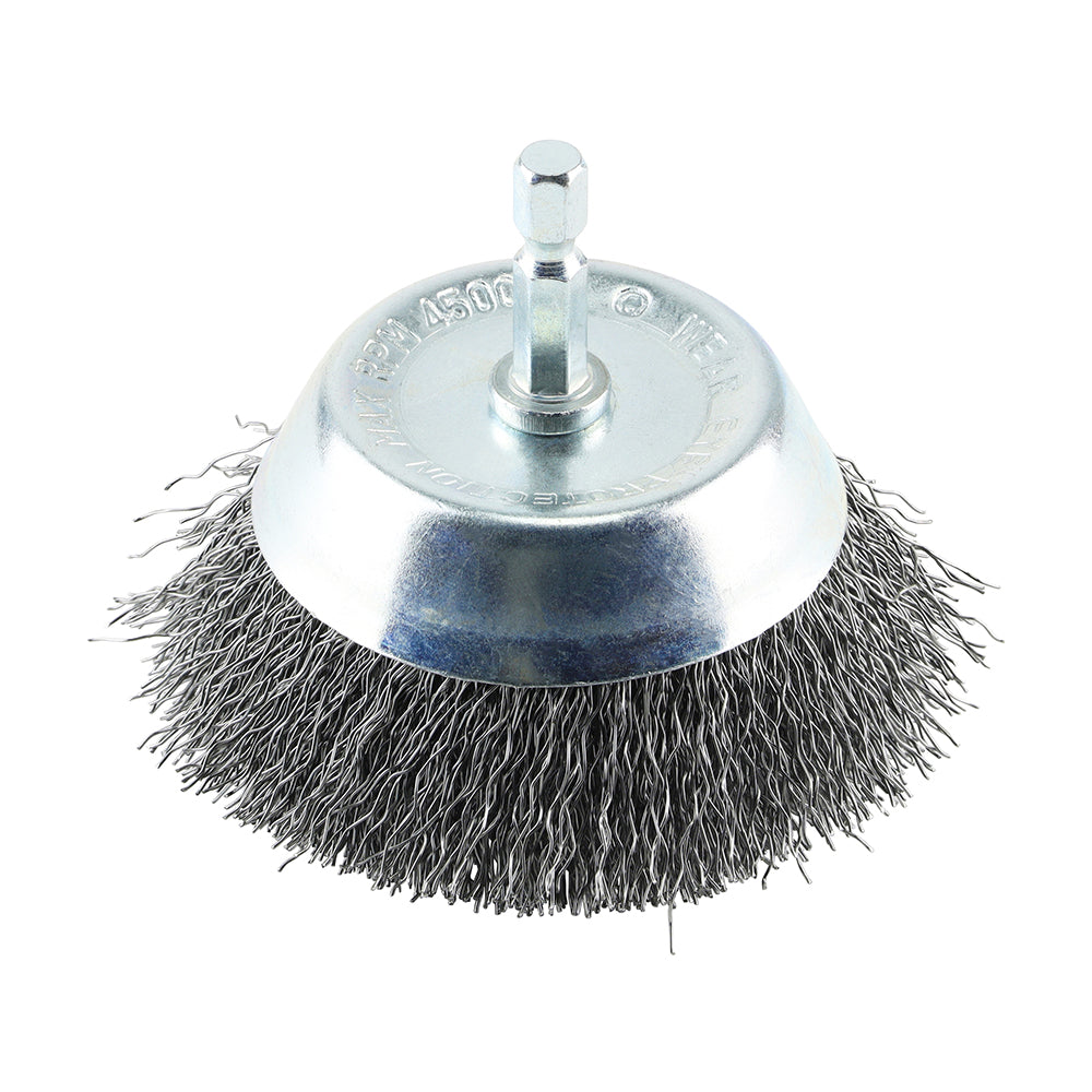 TIMCO Drill Cup Brush, Crimped Steel Wire, 75mm