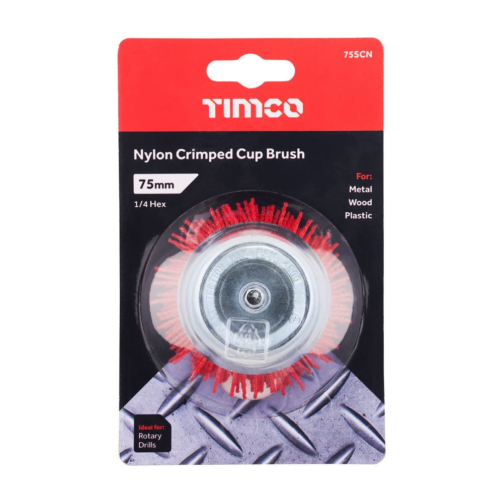 TIMCO Drill Cup Brush, Nylon, 75mm