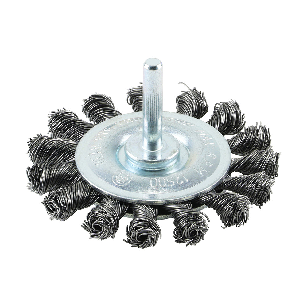 TIMCO Drill Wheel Brush, Twisted Knot Steel Wire, 75mm