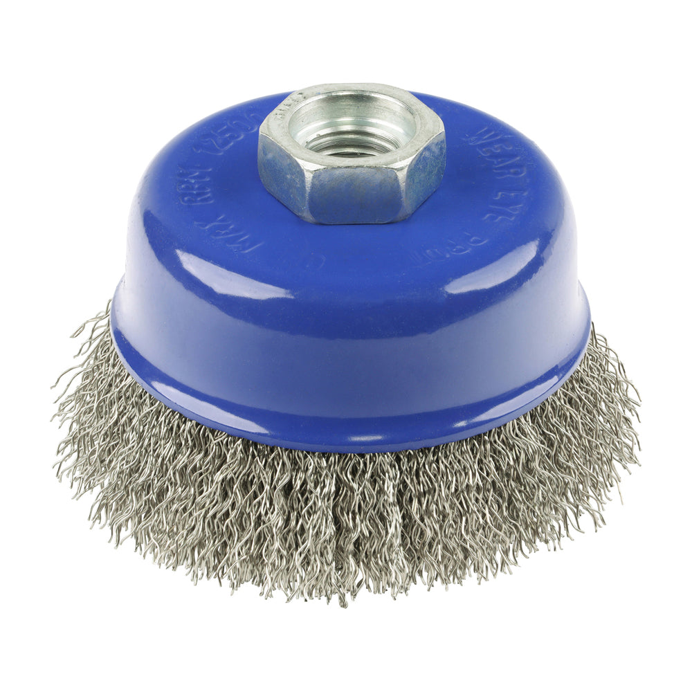 TIMCO Angle Grinder Cup Brush, Crimped Stainless Steel, 75mm