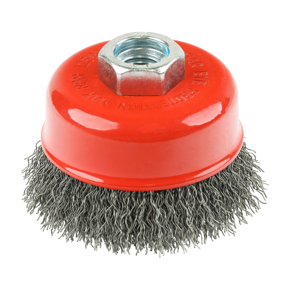 TIMCO Angle Grinder Cup Brush, Crimped Steel Wire, 75mm
