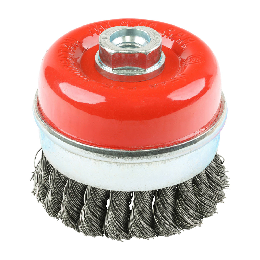 TIMCO Angle Grinder Cup Brush, Twisted Knot Steel Wire, 80mm