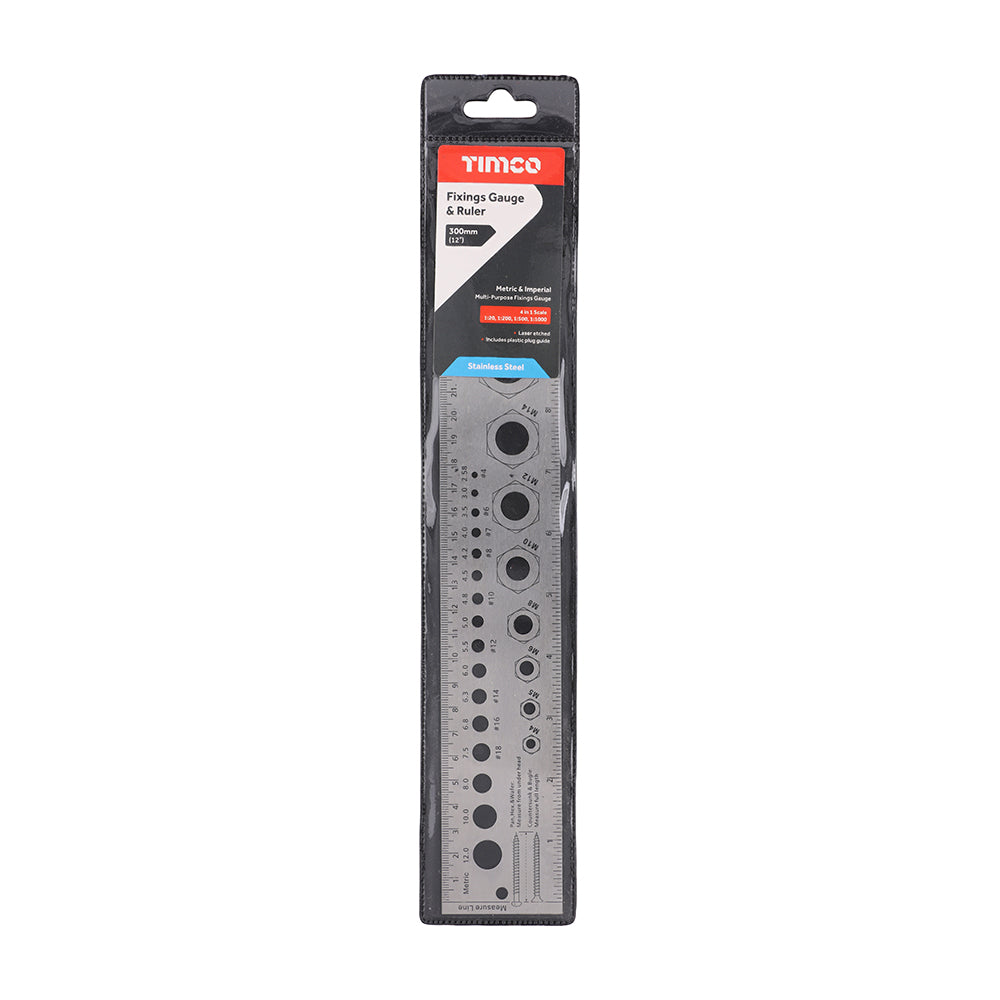 TIMCO Fixings Gauge and Ruler, 300mm