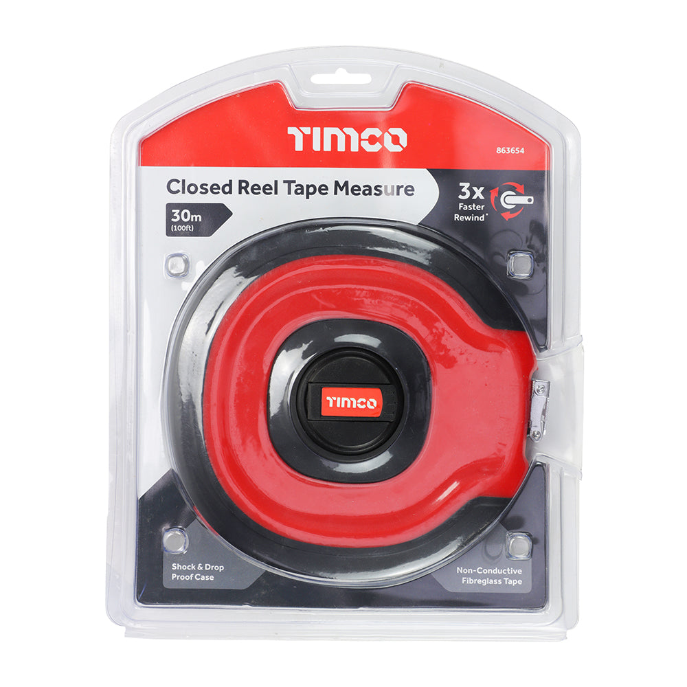 TIMCO Closed Reel Tape Measure, 30m x 13mm