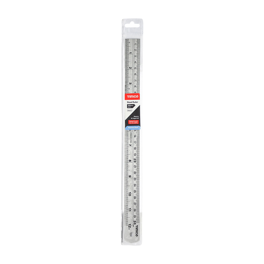 TIMCO Steel Ruler, 300mm