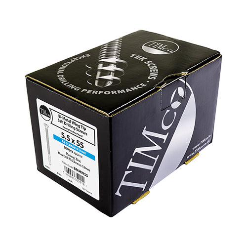 TIMCO Metal Construction Timber to Heavy Section Screws, Countersunk, Wing-Tip, Self-Drilling, Exterior, Silver Organic, 5.5 x 85, Box of 100
