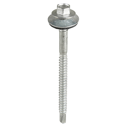 TIMCO Metal Construction Composite Panel Screws, Hex, EPDM Washer, Self-Drilling, Bi-Metal, Exterior, Silver Organic, 5.5/6.3 x 100, Box of 100