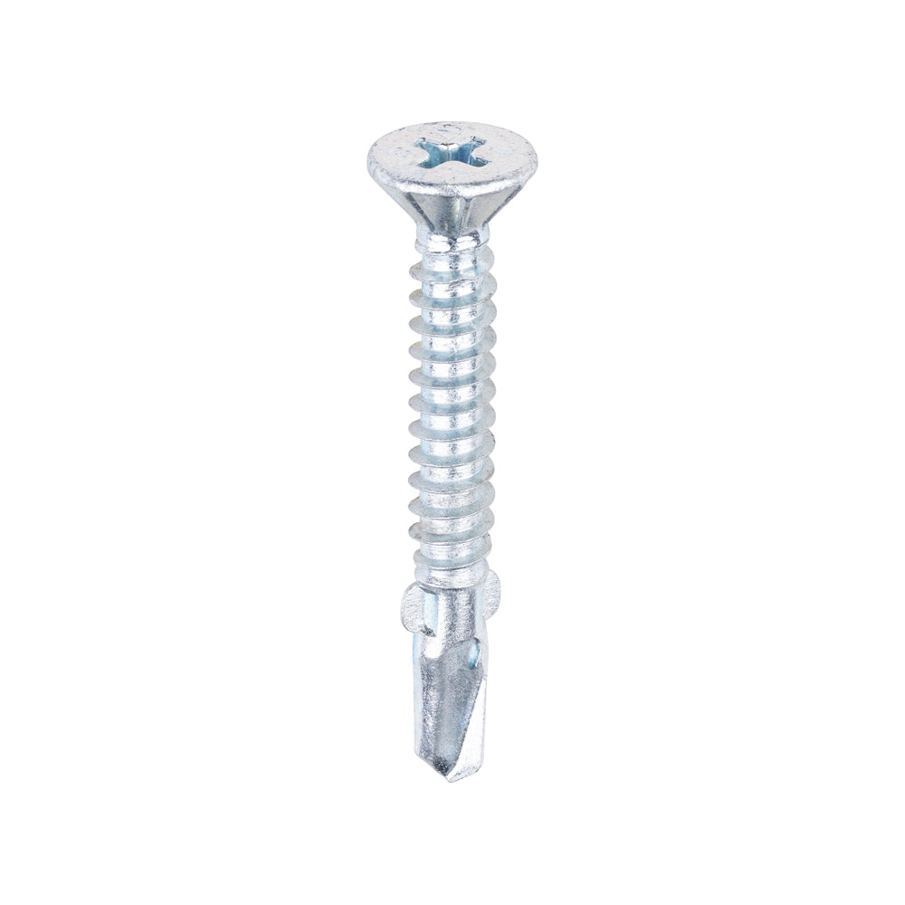 TIMCO Metal Construction Timber to Light Section Screws, Countersunk, Wing-Tip, Self-Drilling, Bi-Metal, Exterior, Silver Organic, 4.8 x 38
