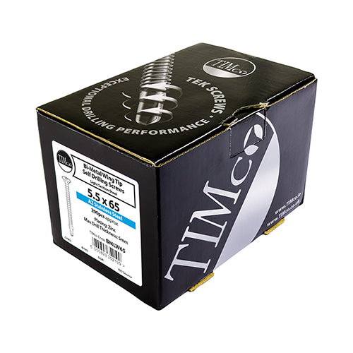 TIMCO Metal Construction Timber to Light Section Screws, Countersunk, Wing-Tip, Self-Drilling, Bi-Metal, Exterior, Silver Organic, 5.5 x 85