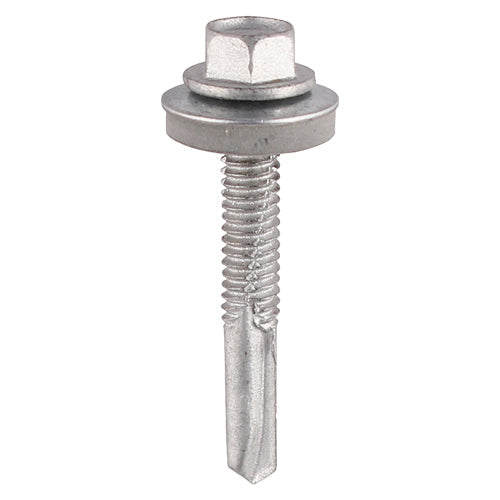 TIMCO Metal Construction Heavy Section Screws, Hex, EPDM Washer, Self-Drilling, Zinc, 5.5 x 38, Pack of 100, H38W16BB
