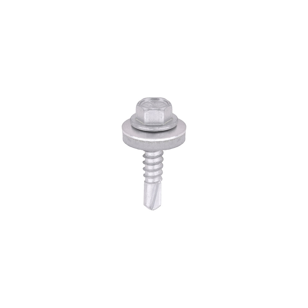TIMCO Metal Construction Light Section Screws, Hex, EPDM Washer, Self-Drilling, Exterior, Silver Organic, 5.5 x 25, Pack of 140