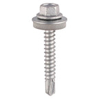 TIMCO Metal Construction Light Section Screws, Hex, EPDM Washer, Self-Drilling, Exterior, Silver Organic, 5.5 x 38, Pack of 110