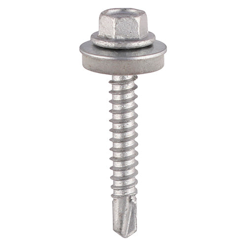TIMCO Metal Construction Light Section Screws, Hex, EPDM Washer, Self-Drilling, Exterior, Silver Organic, 5.5 x 50, Pack of 85