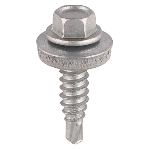 TIMCO Metal Construction Stitching Screws, For Sheet to Sheet, Hex, EPDM Washer, Self-Drilling, Exterior, Silver Organic, 6.3 x 25, Pack of 120