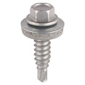 TIMCO Metal Construction Stitching Screws, For Sheet to Sheet, Hex, EPDM Washer, Self-Drilling, Exterior, Silver Organic, 6.3 x 25, Pack of 120