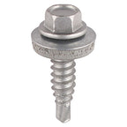 TIMCO Metal Construction Stitching Screws, For Sheet to Sheet, Hex, EPDM Washer, Self-Drilling, Exterior, Silver Organic, 6.3 x 25, Pack of 120