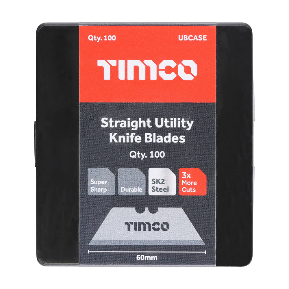 TIMCO Utility Knife Blades, 60 x 19 x 0.6, Pack of 100, UBCASE