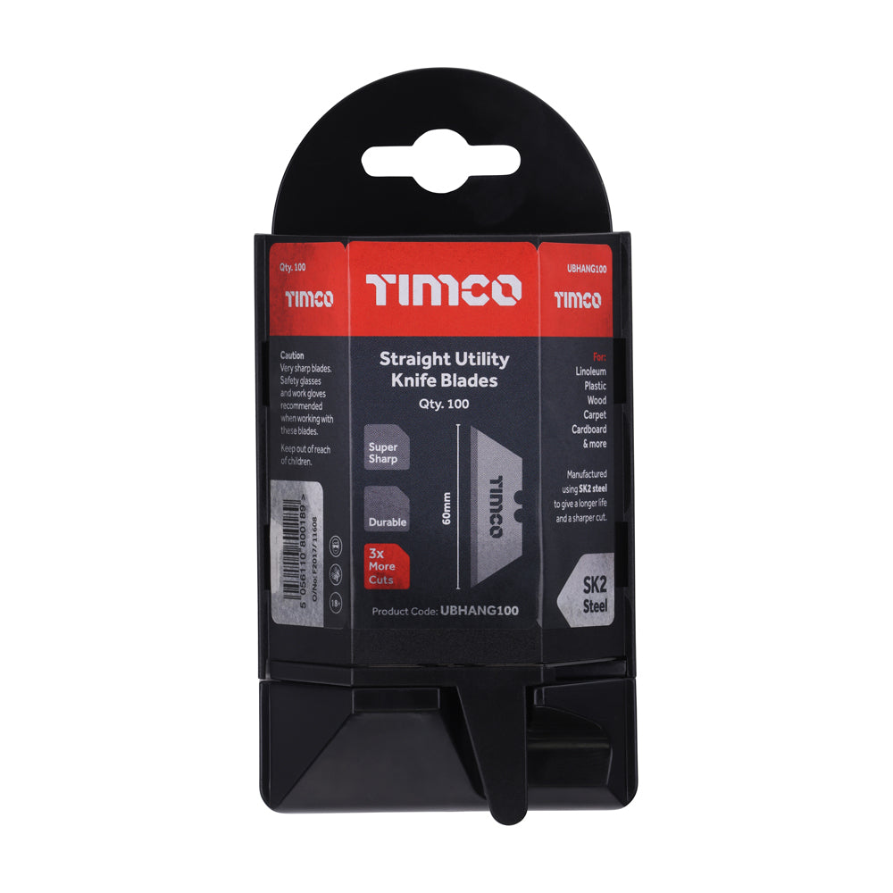 TIMCO Utility Knife Blades, 60 x 19 x 0.6, Pack of 100, UBHANG100